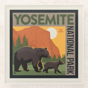 Yosemite-Nationalpark Bärenfamilie Glasuntersetzer