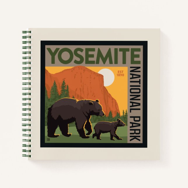 Yosemite-Nationalpark | Bärenfamilie Notizbuch (Vorderseite)