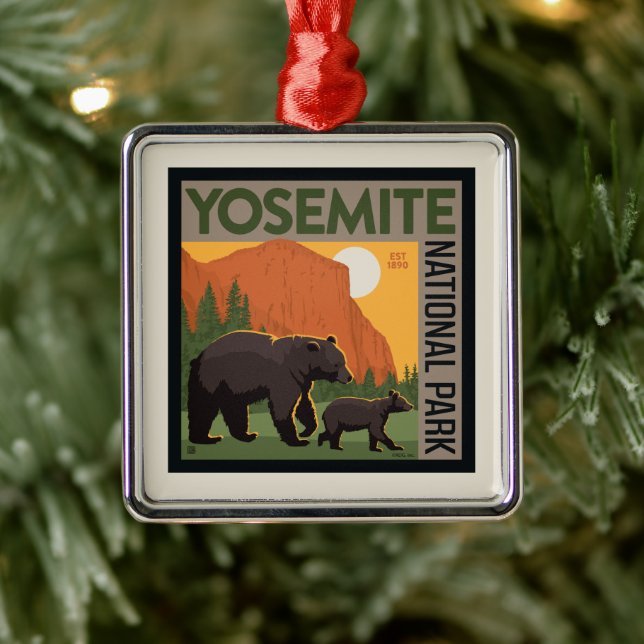 Yosemite-Nationalpark | Bärenfamilie Ornament Aus Metall (Baum)