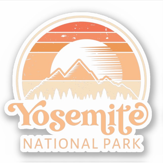 Yosemite Nationalpark California Retro Vintag Aufkleber (Vorderseite)