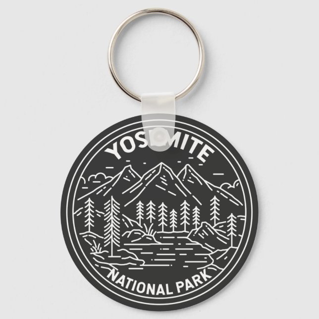 Yosemite Nationalpark California Vintag Monoline Schlüsselanhänger (Vorderseite)