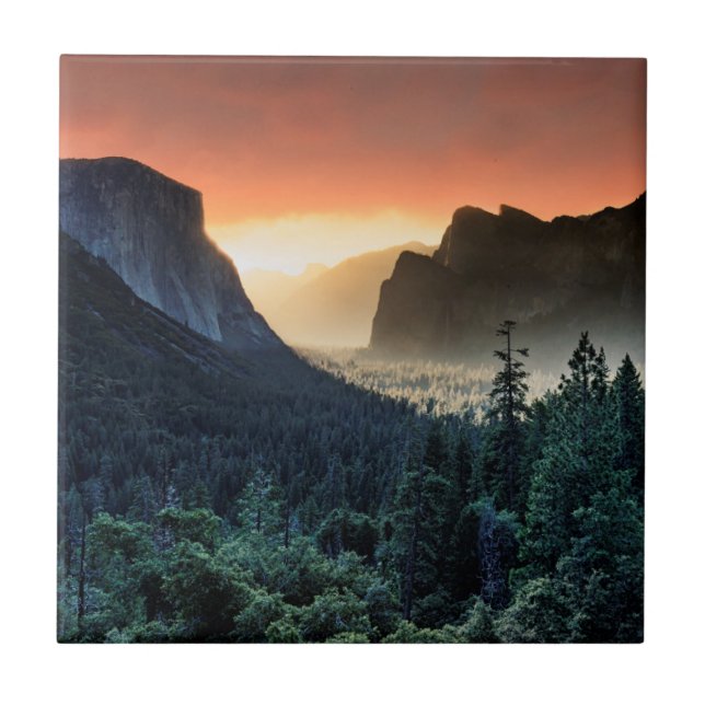 Yosemite Nationalpark des Sonnenaufgang-| Fliese (Vorderseite)
