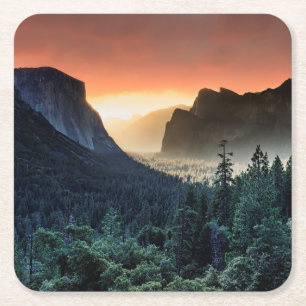 Yosemite Nationalpark des Sonnenaufgang-  Rechteckiger Pappuntersetzer