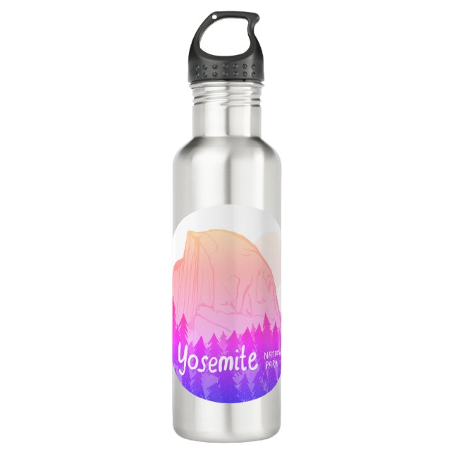 Yosemite Nationalpark Halbedom Art Lila Edelstahlflasche (Vorderseite)
