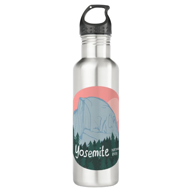Yosemite Nationalpark Halbkuppel Kunst Rosa Edelstahlflasche (Vorderseite)