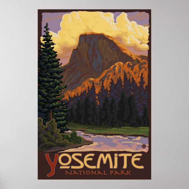 Yosemite Nationalpark - Halbkuppelwanderkarte Poster (Vorne)
