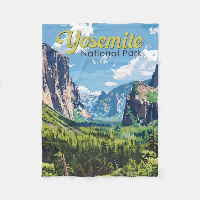Yosemite Nationalpark Illustration Fleecedecke (Vorderseite)
