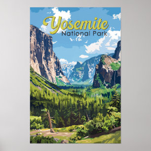 Yosemite-Nationalpark-Illustration Reise Kunst Poster