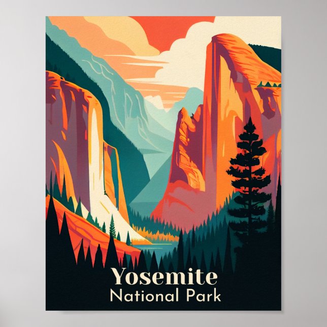 Yosemite Nationalpark Minimalistische Kunst Poster (Vorne)