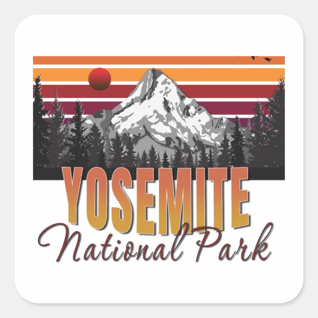 Yosemite-Nationalpark Quadratischer Aufkleber (Vorderseite)