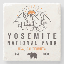 Yosemite Nationalpark Retro Sunset Mountain Steinuntersetzer