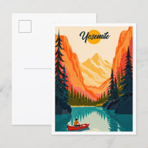 Yosemite Nationalpark Vintag Illustration Travel Postkarte