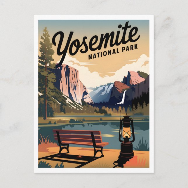 Yosemite Nationalpark Vintag Postkarte (Vorderseite)