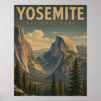 Yosemite Nationalpark Vintage Half Dome Tal Poster