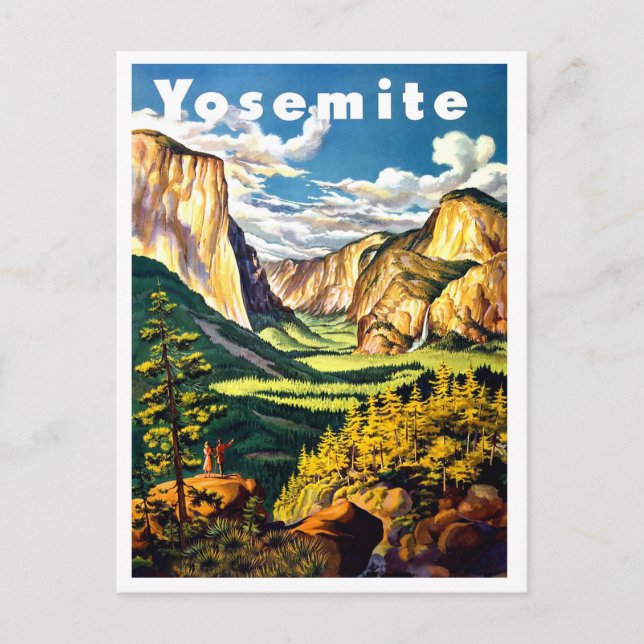 Yosemite Nationalpark, Vintage Reiseplakat Postkarte (Vorderseite)