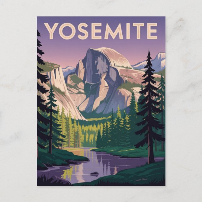 Yosemite Nationalpark Vintage Reiseplaner Postkarte (Vorderseite)