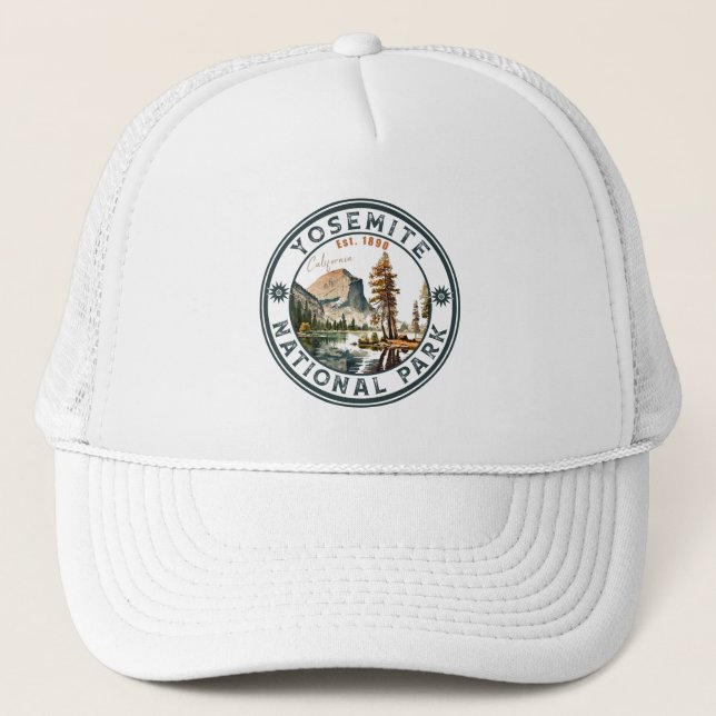 Yosemite Nationalpark Vintages Gebirge Truckerkappe (Vorderseite)