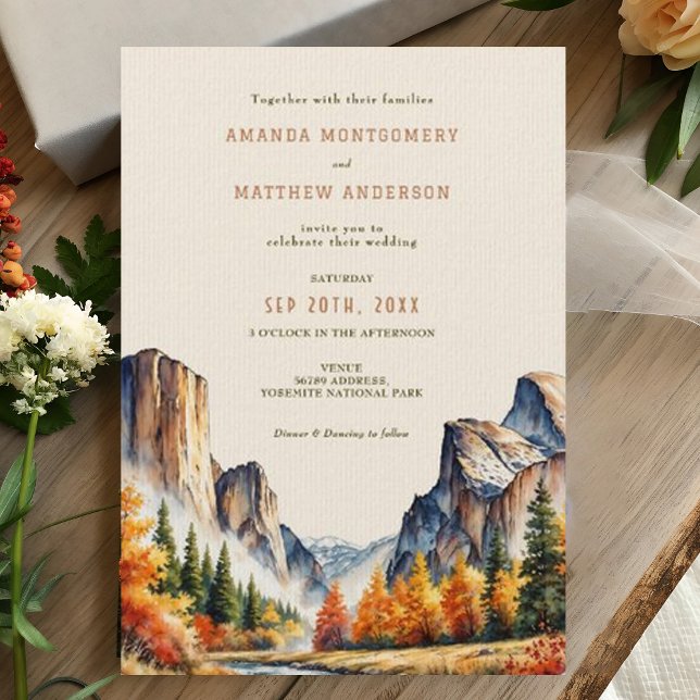 Yosemite Nationalpark Wasserfarbenland Hochzeit Einladung (Von Creator hochgeladen)