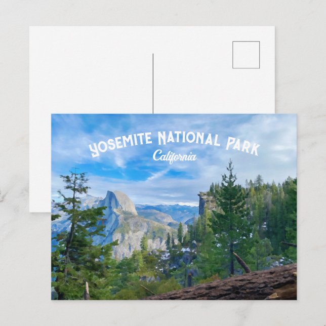Yosemite Nationalpark Watercolor Postkarte (Vorne/Hinten)