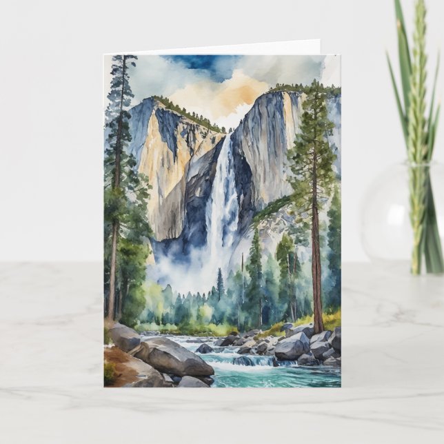 Yosemite Nationalpark Waterfall Karte (Vorderseite)