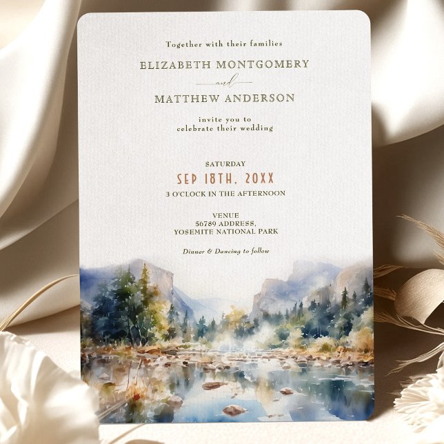 Yosemite Nationalpark Wedding Watercolor Einladung (Von Creator hochgeladen)