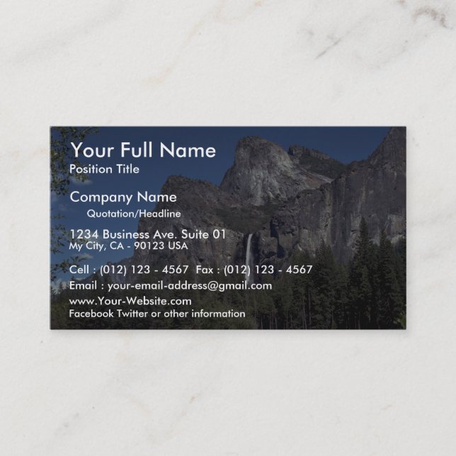 Yosemite-Tal-Fälle, USA Visitenkarte (Vorderseite)