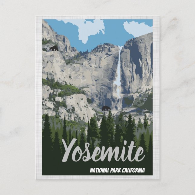 Yosemite Travel Poster Nationalpark Postkarte (Vorderseite)