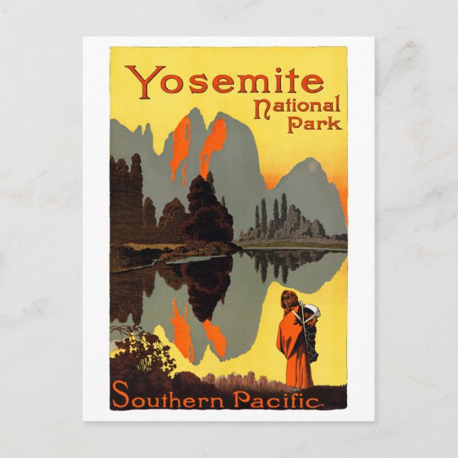 Yosemite USA Vintage Travel Poster restauriert Postkarte (Vorderseite)