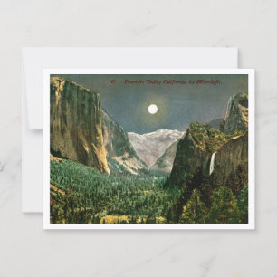 Yosemite Valley im Mondlicht 1910er Postkarte