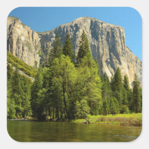 Yosemite vom Talboden, Sierra-Nevada Quadratischer Aufkleber