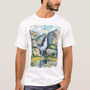 Yosemite Wasserfall Van Gogh Stil Tal Landschaft T-Shirt