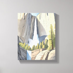 Yosemite Wasserfälle   Nationalpark Aquarell Leinwanddruck