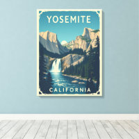 Yosemite Waterfall California Vintag Retro