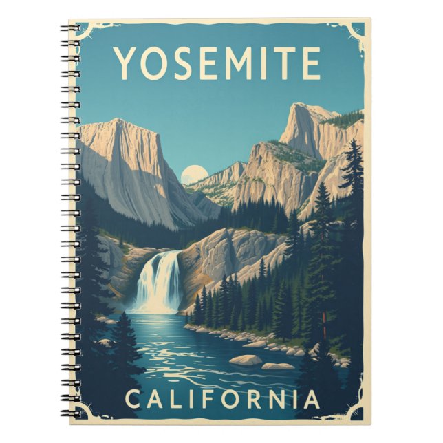 Yosemite Waterfall California Vintag Retro Notizblock (Vorderseite)
