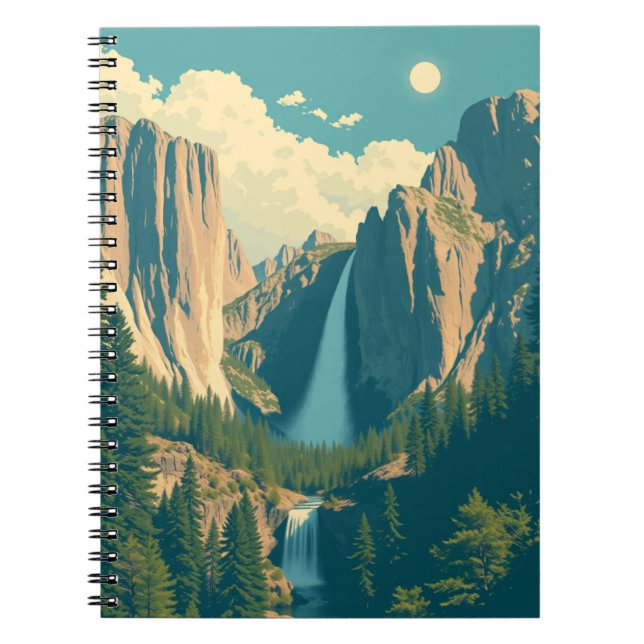 Yosemite Waterfall Vintag Retro Notizblock (Vorderseite)