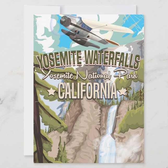 Yosemite Waterfall Vintage Reiseplakat Einladung (Vorderseite)