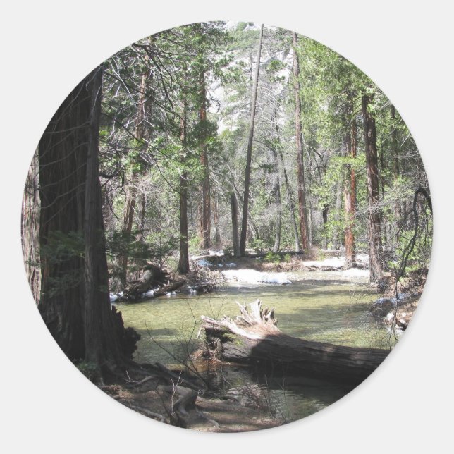 Yosemite Woods Runder Aufkleber (Vorderseite)