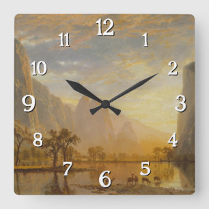 Yosemittal (1864) - Albert Bierstadt Quadratische Wanduhr