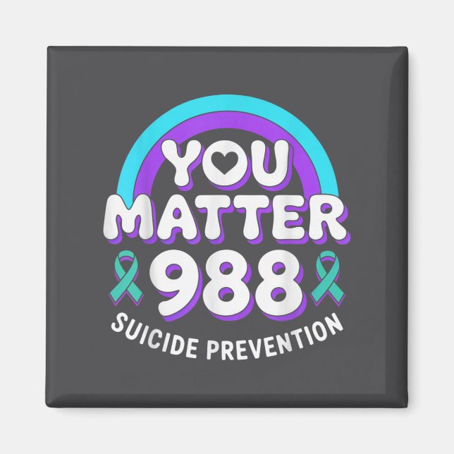 You 988 Suicide Prevention Awareness Rainbow Ribbo Magnet (Vorne)