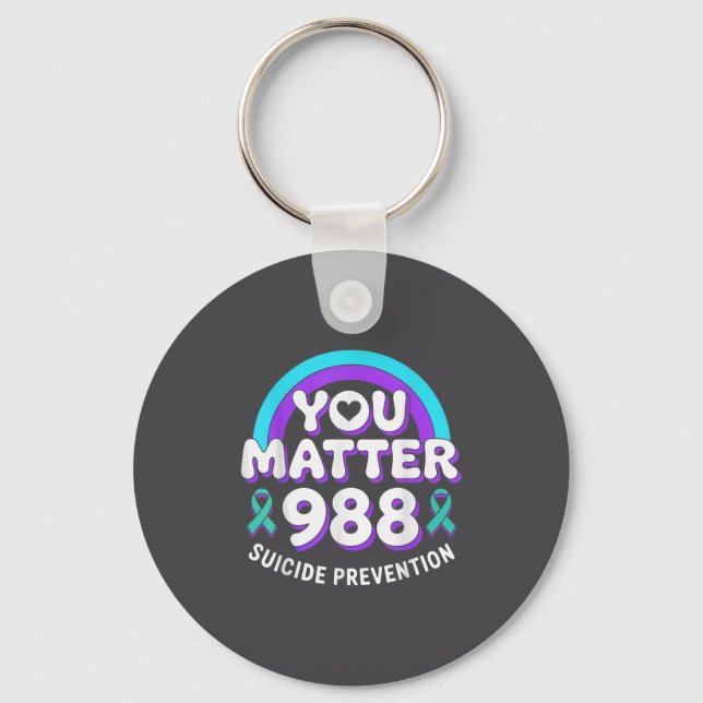 You 988 Suicide Prevention Awareness Rainbow Ribbo Schlüsselanhänger (Vorderseite)
