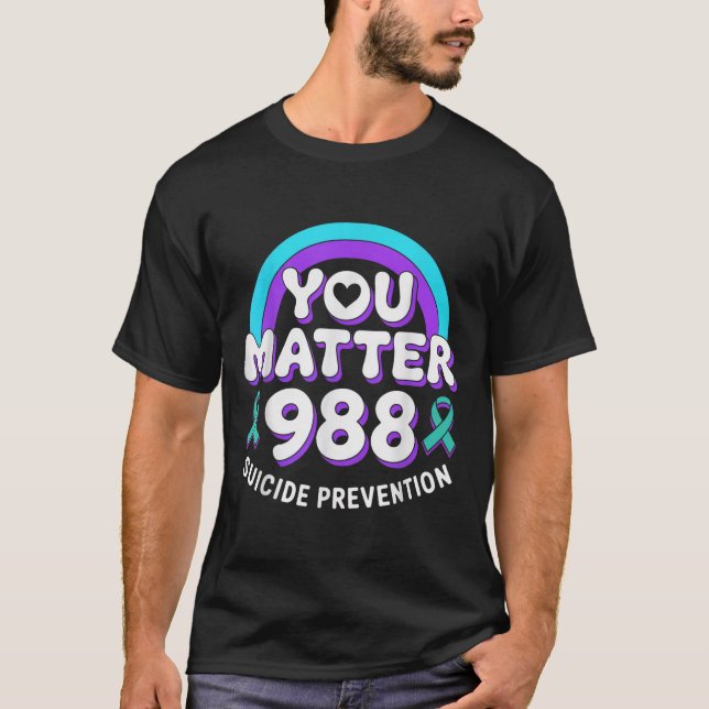 You 988 Suicide Prevention Awareness Rainbow Ribbo T-Shirt (Vorderseite)