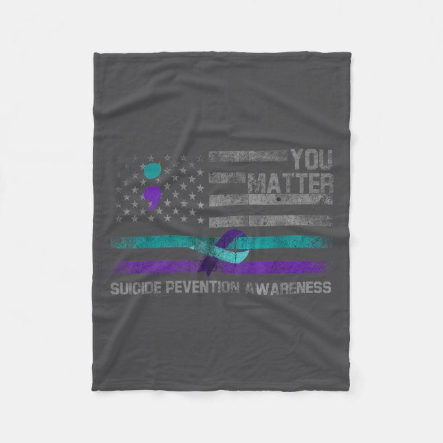 You American Flag Suicide Prevention Awareness  Fleecedecke (Vorderseite)