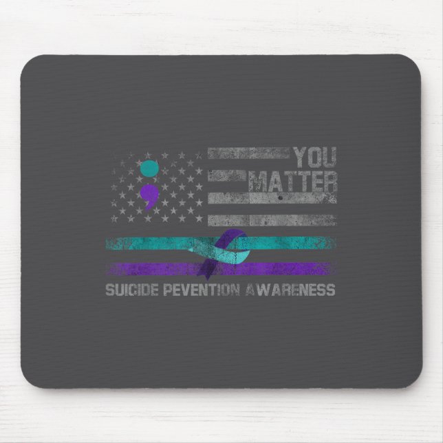 You American Flag Suicide Prevention Awareness  Mousepad (Vorne)