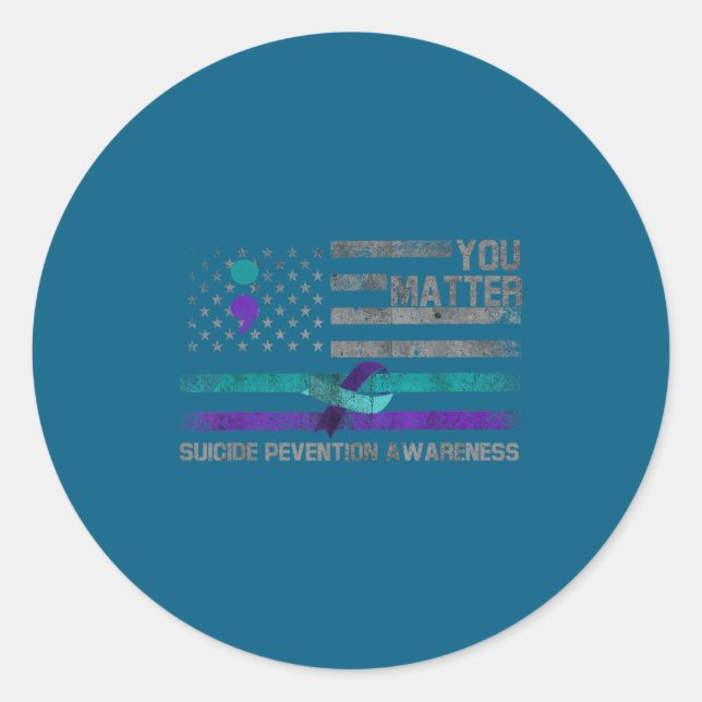 You American Flag Suicide Prevention Awareness  Runder Aufkleber (Vorderseite)