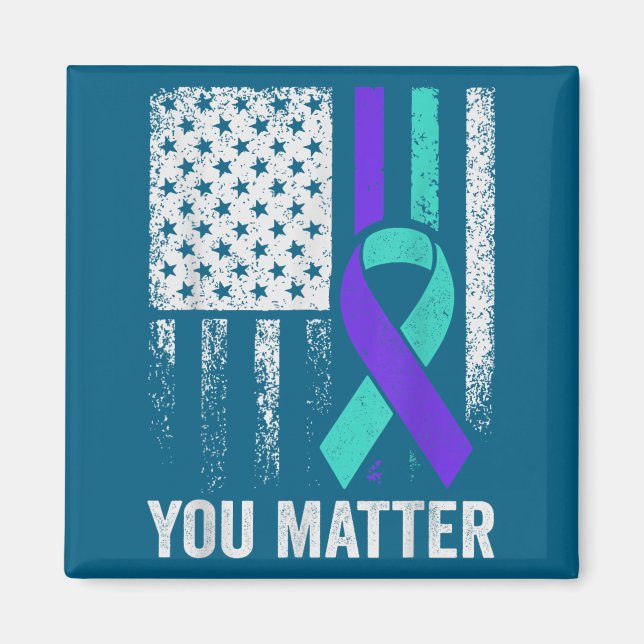 You American Flag Teal Purple Men Mental Health  Magnet (Vorne)