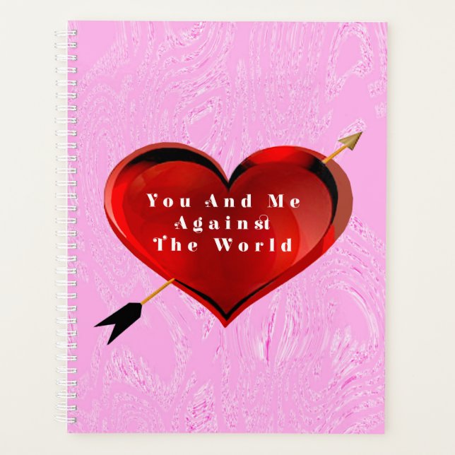 You and Me Heart on Pink Ice Spiral Notebook Planer (Vorderseite)