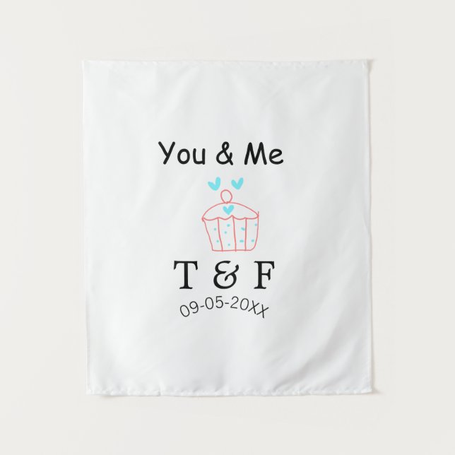 You and me love cup cake red valentine's day name  wandteppich (Vorderseite)