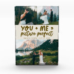 You and Me Picture Perfect Frischvermählten-Creme Fotoblock<br><div class="desc">Whimsische und spielerische Hochzeitserinnerung mit 3 Fotos der Frischvermählten und einer typografischen Textzeile, die "du ich = bildschön" lautet. Creme.</div>