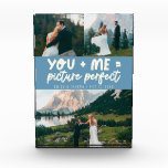 You and Me Picture Perfect Newlywed Denim Blue Fotoblock<br><div class="desc">Whimsical and playful wedding keepsake featuring 3 photos of the newlyweds with a typography text that says "you me = picture perfect." Denim blue.</div>
