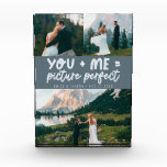 You and Me Picture Perfect Newlywed Slate Blue Fotoblock<br><div class="desc">Whimsical and playful wedding keepsake featuring 3 photos of the newlyweds with a typography text that says "you me = picture perfect." Slate Blue.</div>